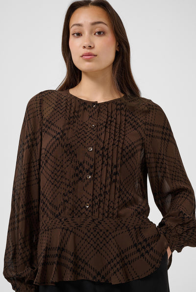 CantalinePW Shirt Brown Check Print - 305302 - 30310758 Thumbnail