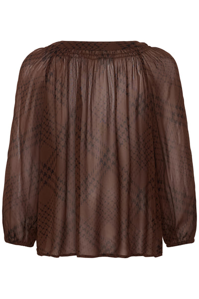 CatinPW Blouse Brown Check Print - 305302 - 30310759 Thumbnail