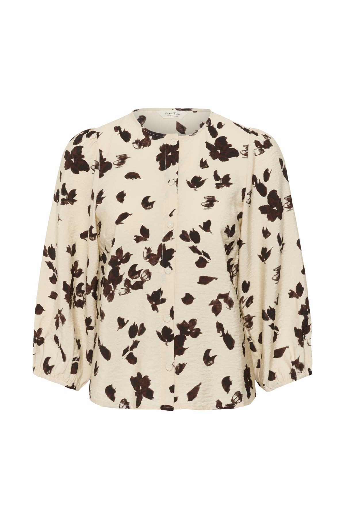 ChanniePW Shirt Oatmeal Feather Flower Print - - 30310770
