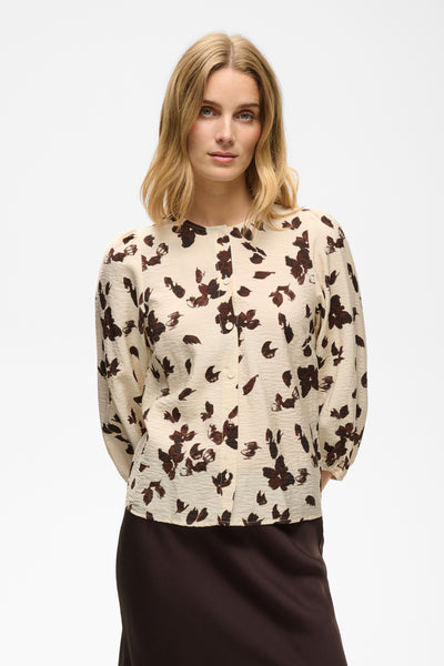 ChanniePW Shirt Oatmeal Feather Flower Print - - 30310770 Thumbnail