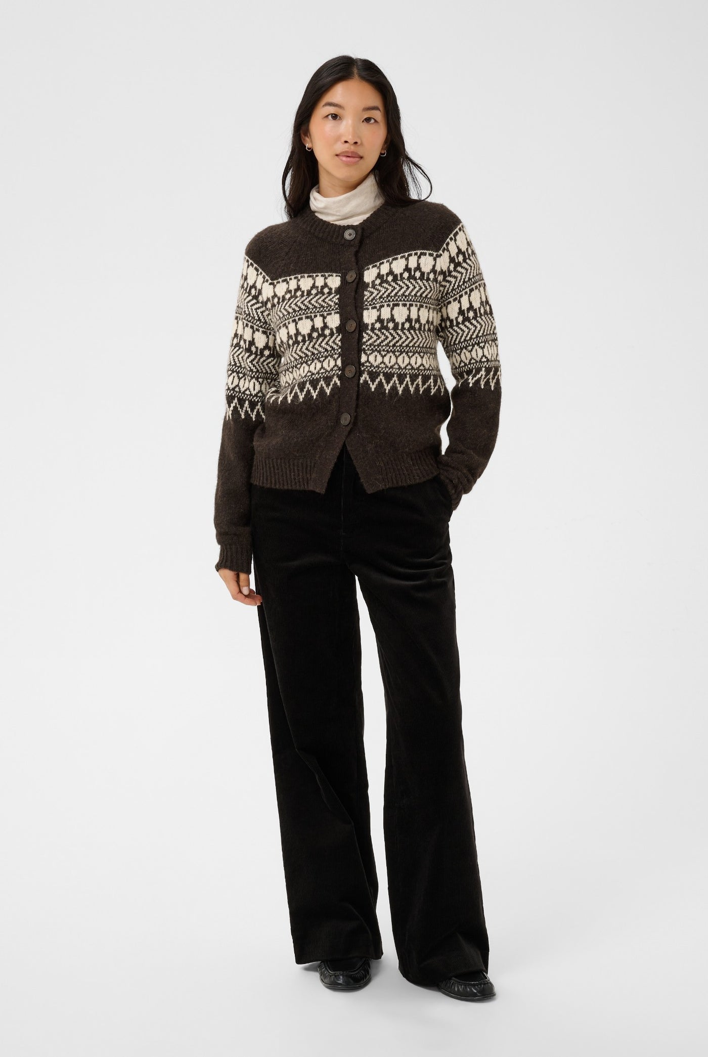 CharmainePW Cardigan Mole/Whitcap Jaquard - 305383 - 30310832