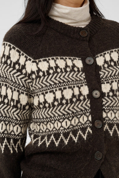 CharmainePW Cardigan Mole/Whitcap Jaquard - 305383 - 30310832 Thumbnail