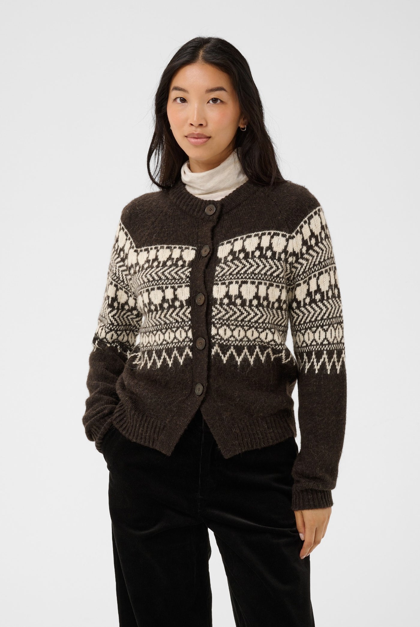CharmainePW Cardigan Mole/Whitcap Jaquard - 305383 - 30310832