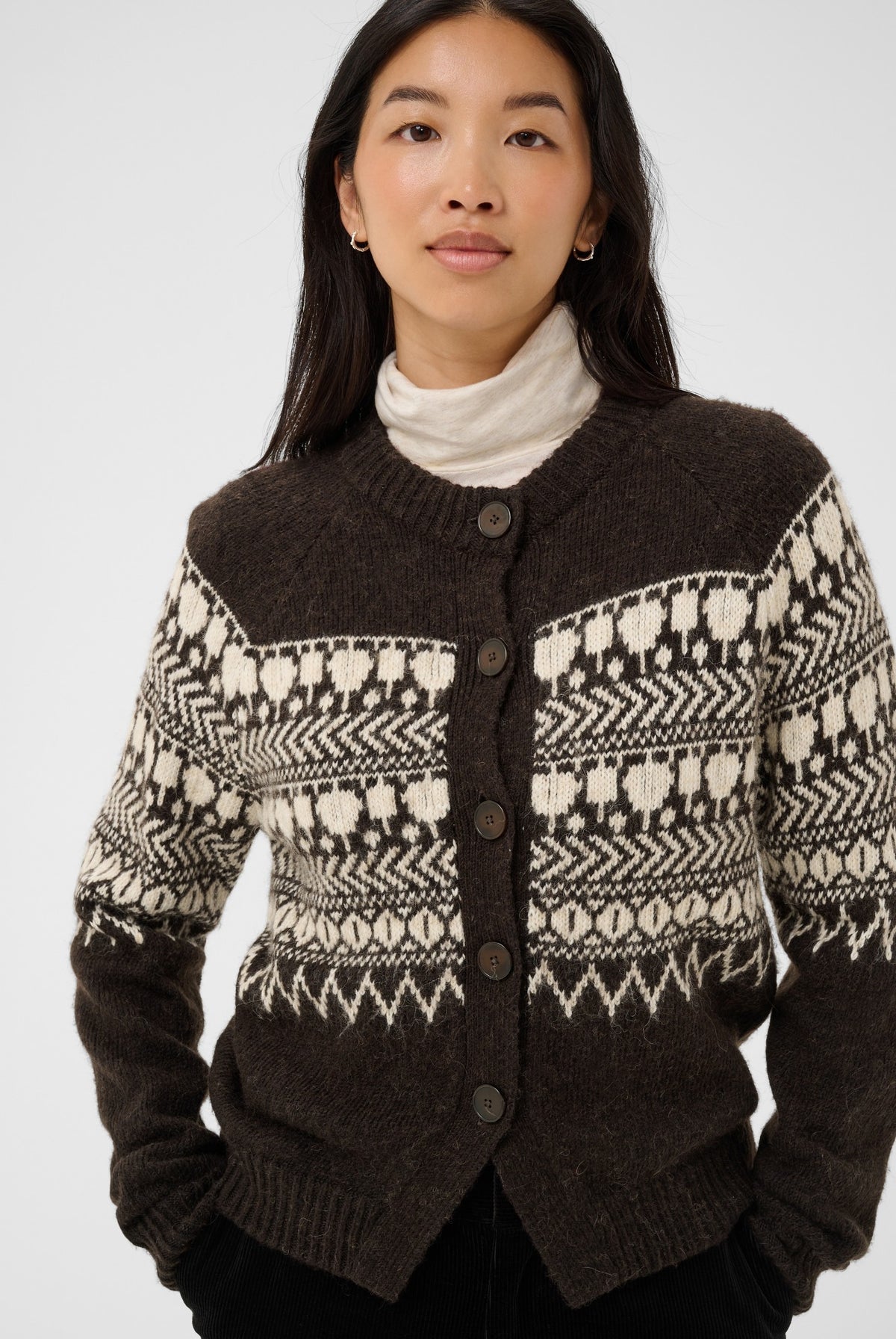 CharmainePW Cardigan Mole/Whitcap Jaquard - 305383 - 30310832