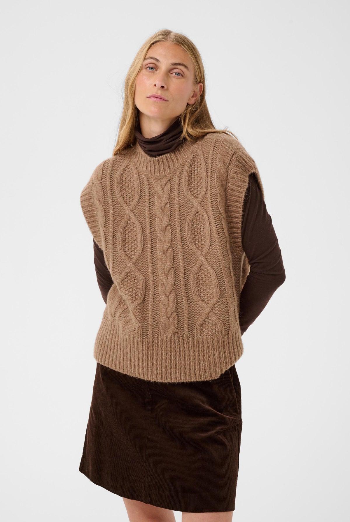 ChaninaPW Waistcoat Medium Brown Melange - 305386 - 30310841
