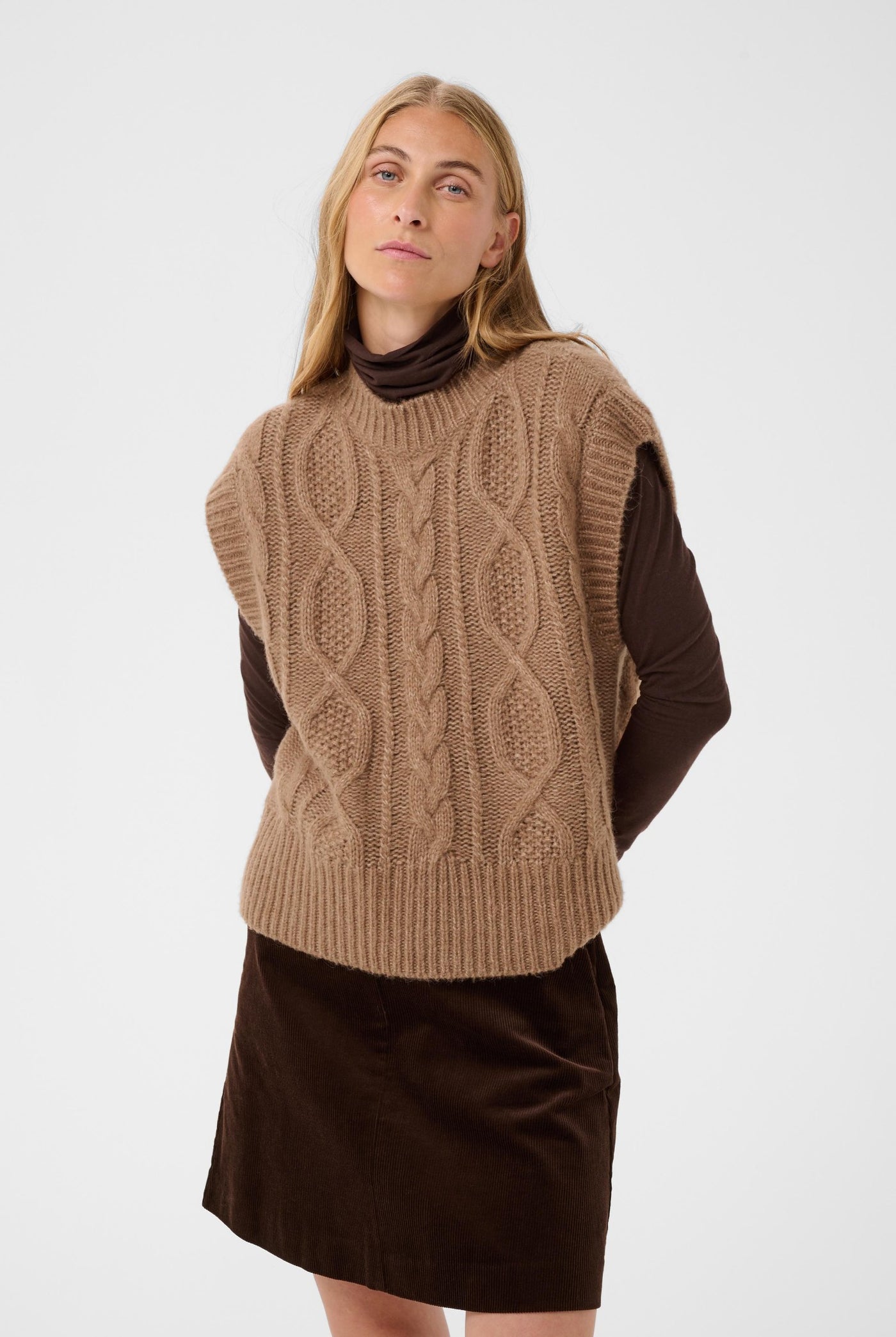 ChaninaPW Waistcoat Medium Brown Melange - 305386 - 30310841