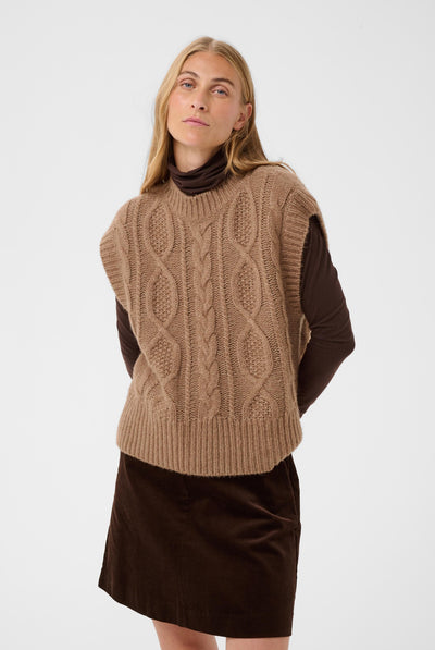 ChaninaPW Waistcoat Medium Brown Melange - 305386 - 30310841 Thumbnail