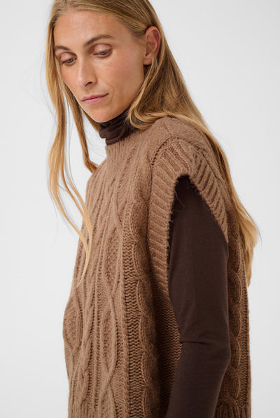 ChaninaPW Waistcoat Medium Brown Melange - 305386 - 30310841 Thumbnail