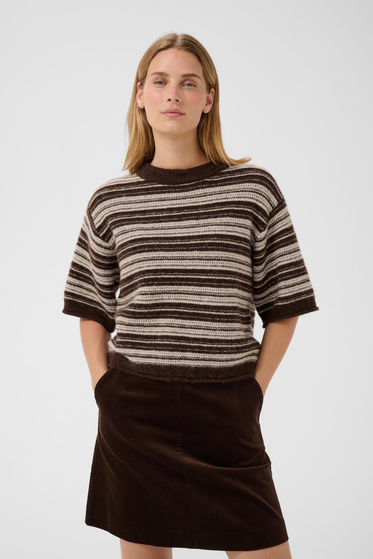 CerysPW Pullover Brown/French Oak Stripe - 3053 - 30310846