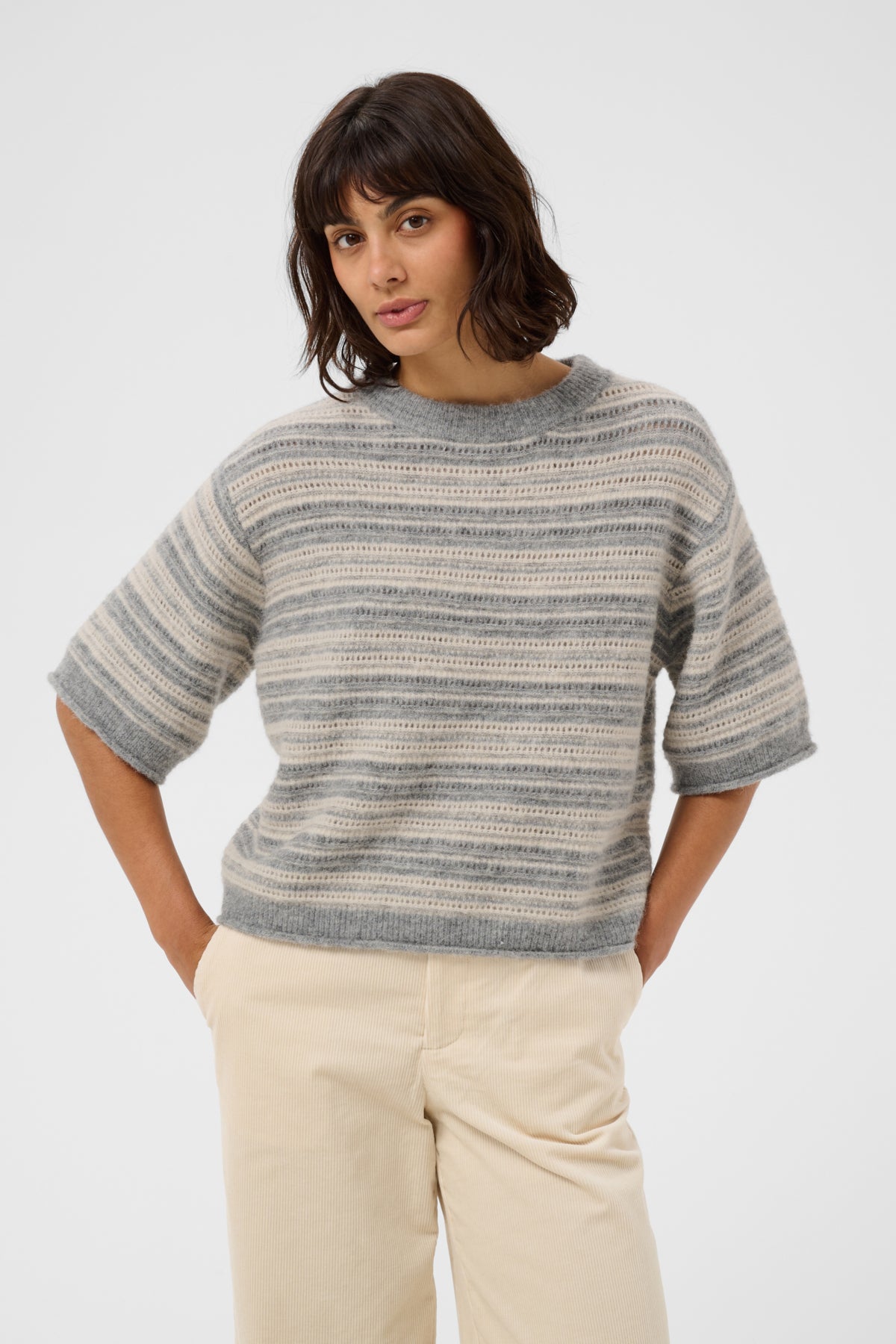 CerysPW Pullover Grey/French Oak Stripe - 30537 - 30310846