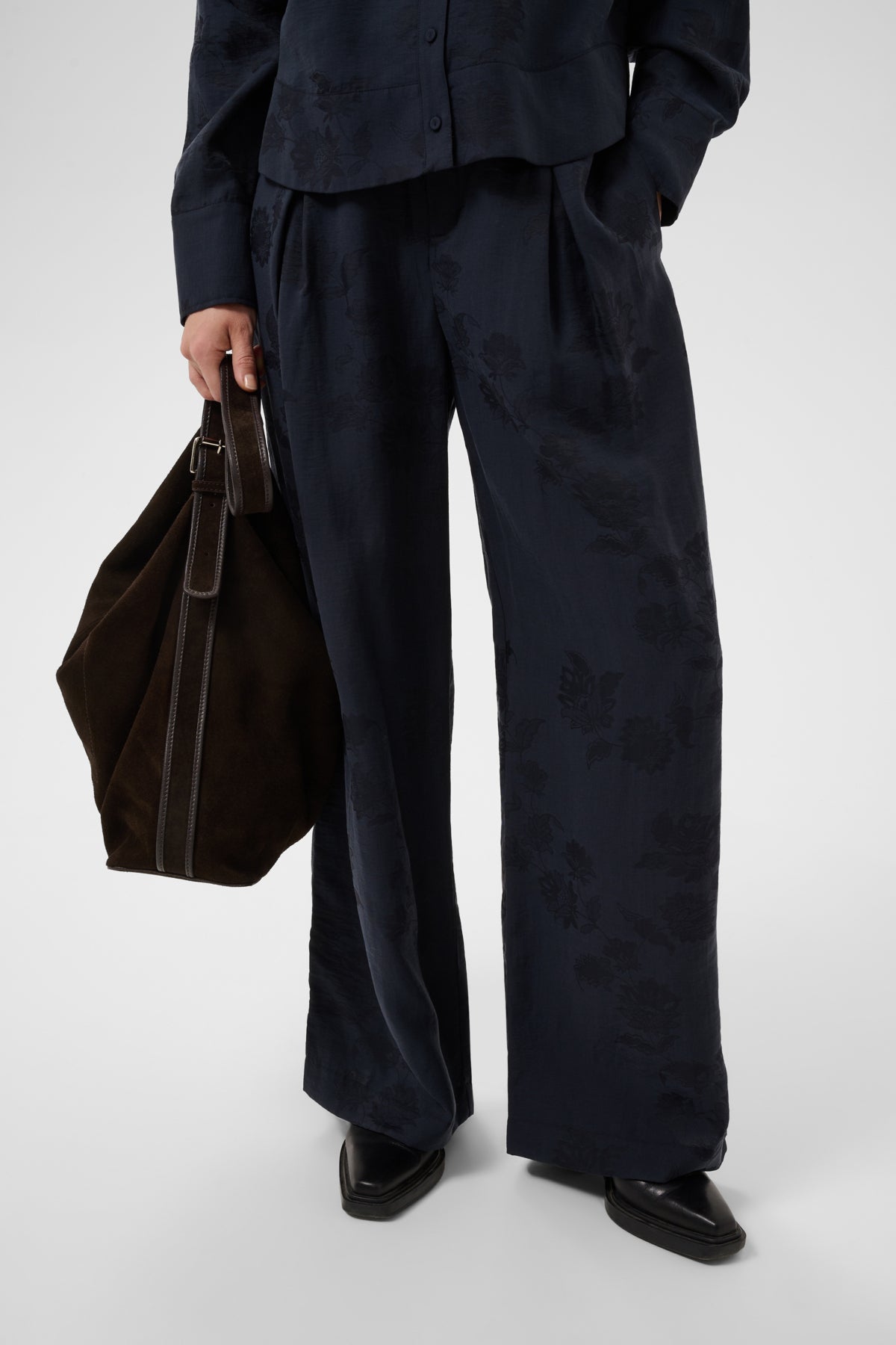 CathleenPW Pants Dark Navy Flower Jaquard - 305 - 30310855