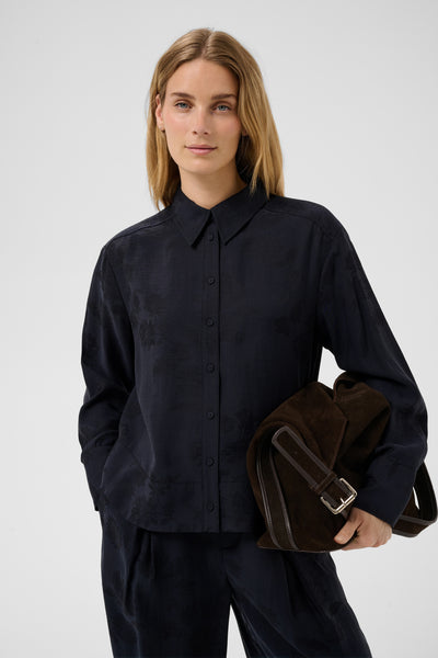 CarollaPW Shirt Dark Navy Flower Jaquard - 305 - 30310863 Thumbnail