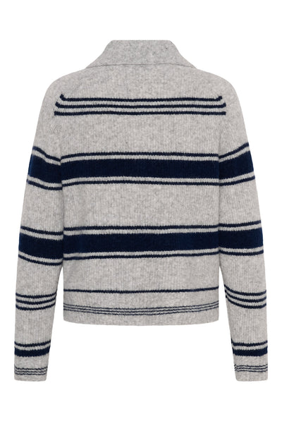 CarilinaPW Pullover Grey w. Navy Stripes - 305330 - 30310869 Thumbnail