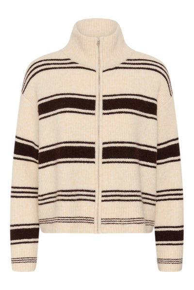 CamiriaPW Pullover Off White w. Brown Stripes - 3 - 30310870 Thumbnail