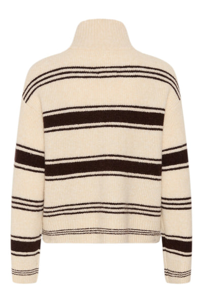 CamiriaPW Pullover Off White w. Brown Stripes - 3 - 30310870 Thumbnail