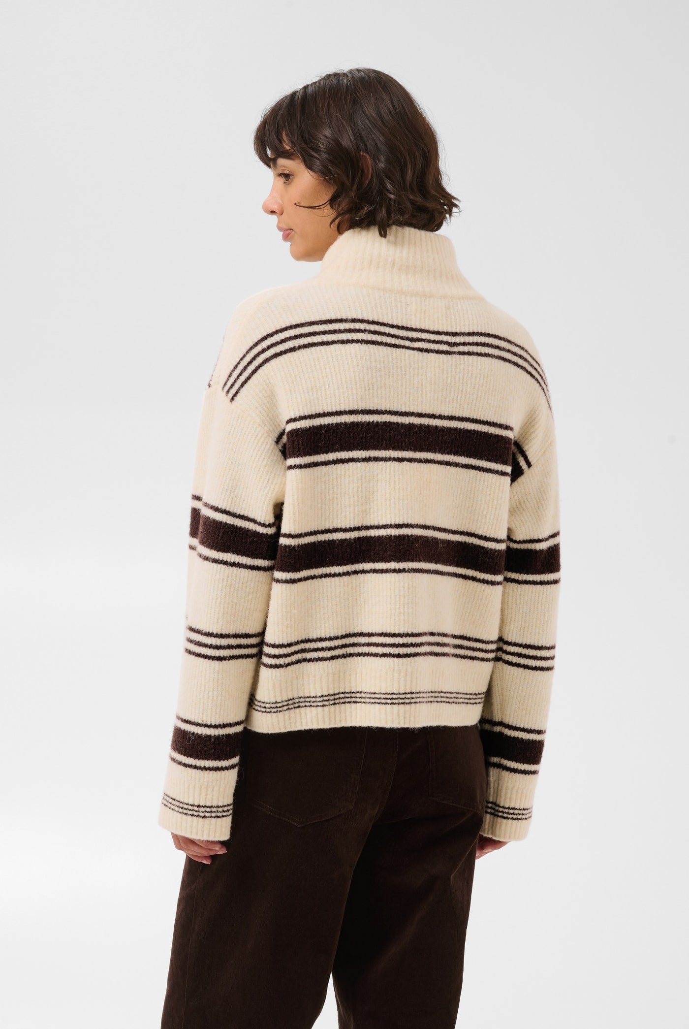 CamiriaPW Pullover Off White w. Brown Stripes - 3 - 30310870