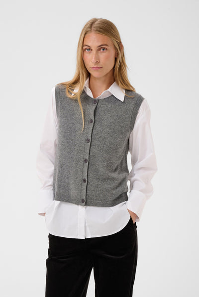 CaniaPW Waistcoat Medium Grey Melange - 1802011 - 30310872 Thumbnail