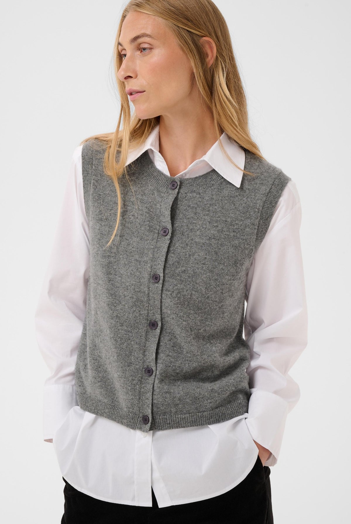 CaniaPW Waistcoat Medium Grey Melange - 1802011 - 30310872