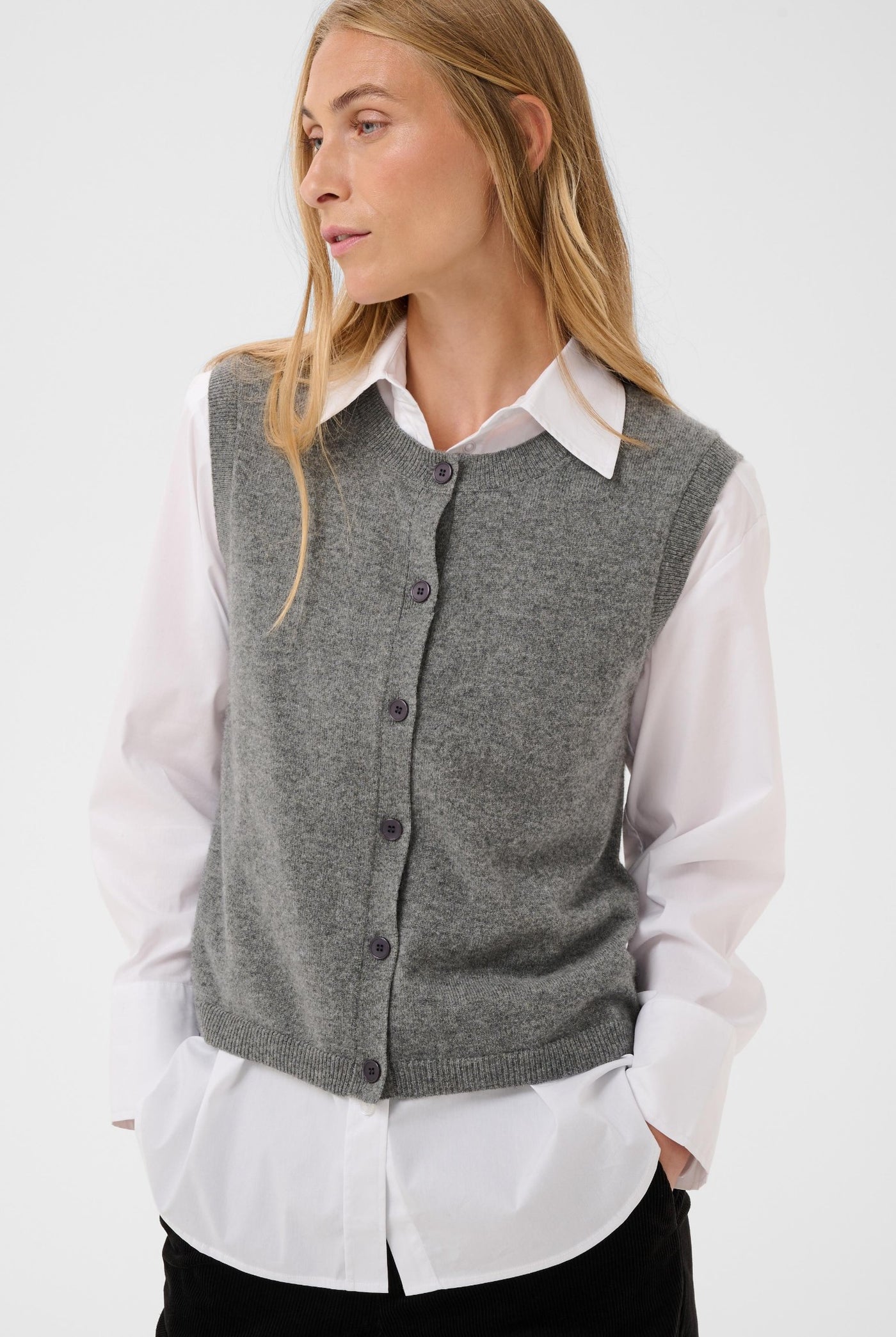 CaniaPW Waistcoat Medium Grey Melange - 1802011 - 30310872