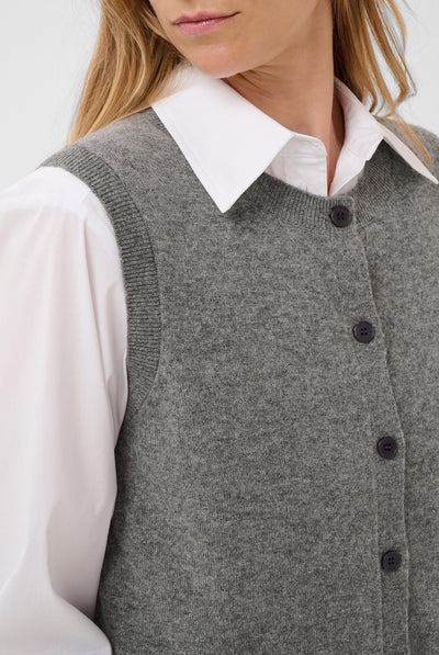 CaniaPW Waistcoat Medium Grey Melange - 1802011 - 30310872 Thumbnail