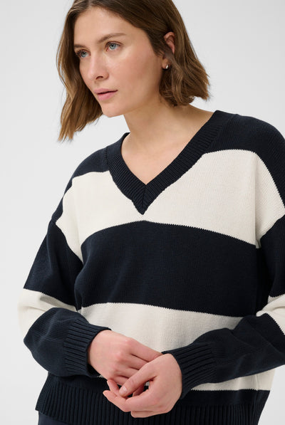 BismilPW Pullover Dark Navy Tofu Stripe - 305473 - 30310924 Thumbnail