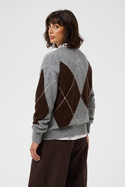 SorayasPW Pullover Brown/Grey Check - 305452 - 30311013 Thumbnail