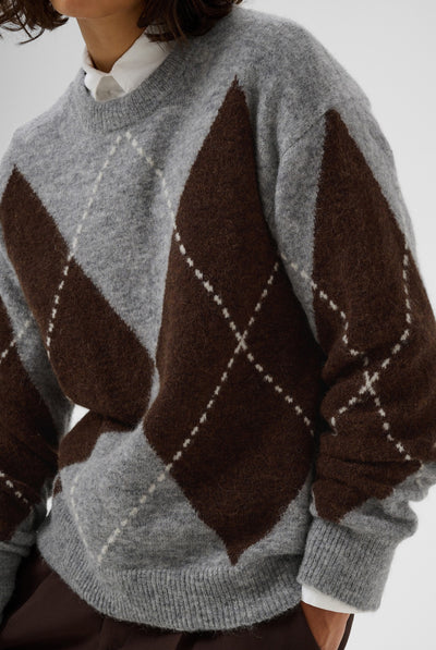 SorayasPW Pullover Brown/Grey Check - 305452 - 30311013 Thumbnail