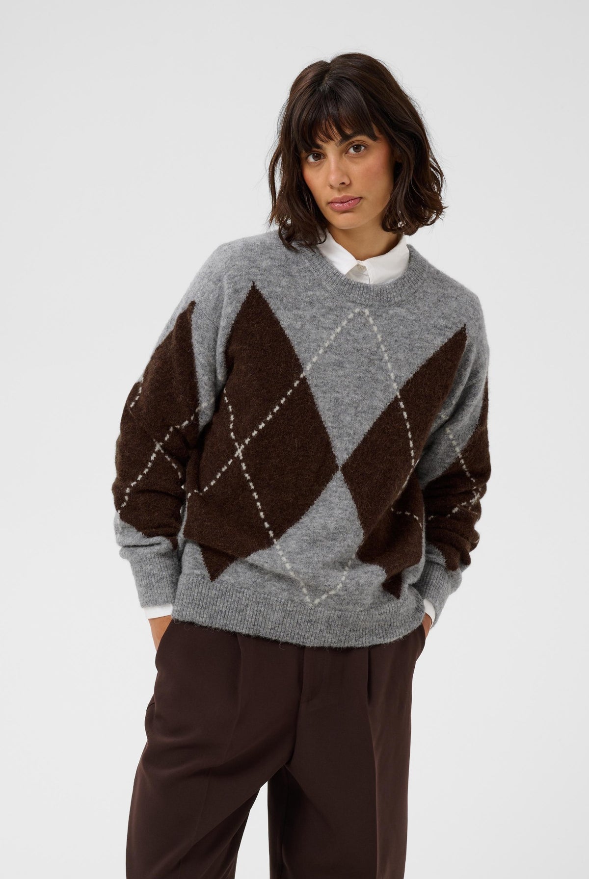 SorayasPW Pullover Brown/Grey Check - 305452 - 30311013