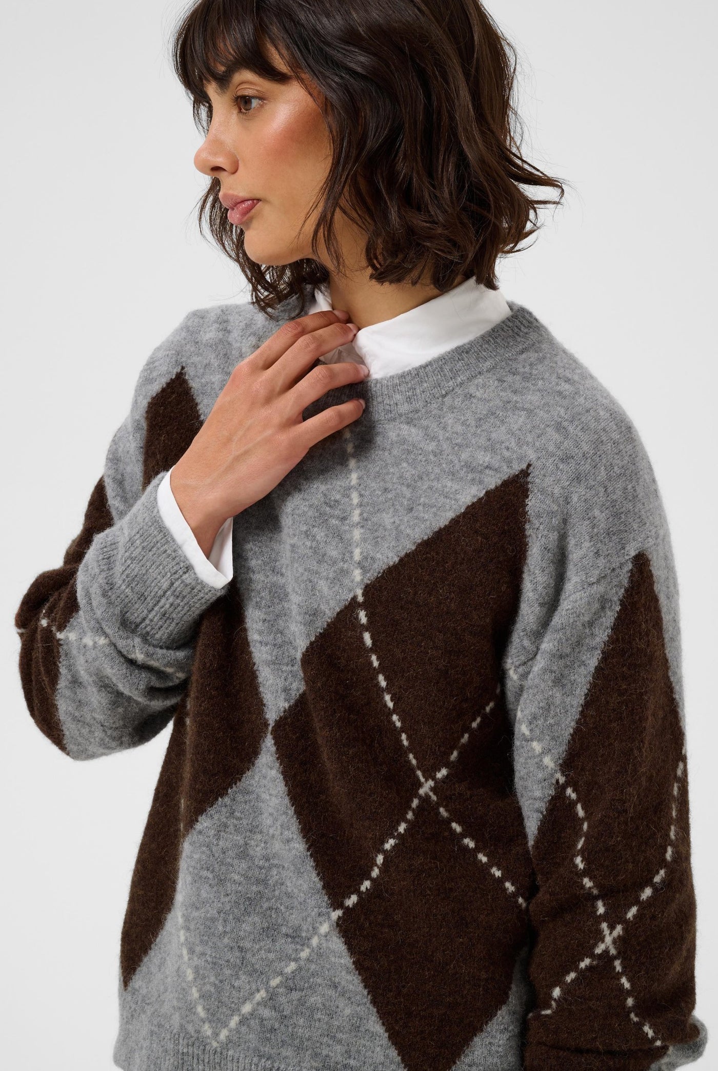 SorayasPW Pullover Brown/Grey Check - 305452 - 30311013
