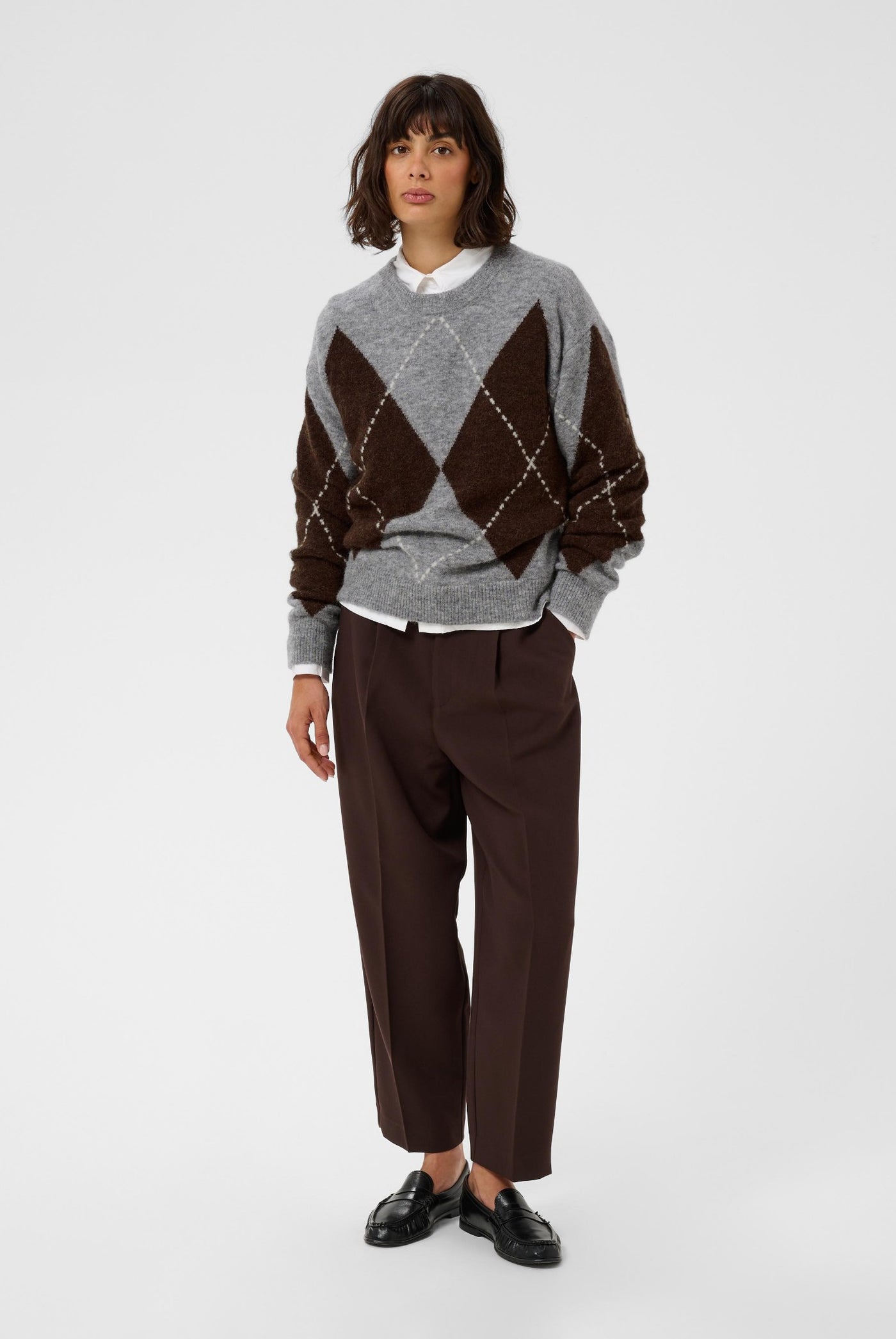 SorayasPW Pullover Brown/Grey Check - 305452 - 30311013