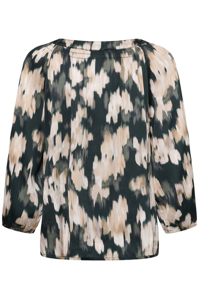 CatinPW Blouse Green Blurred Flower Print - 3 - 30311124 Thumbnail