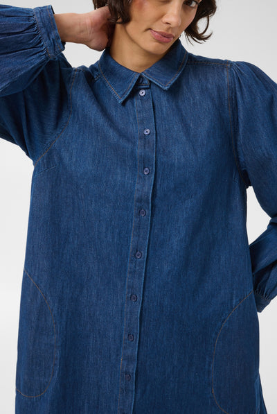 EleinanPW Dress Medium Dark Blue Denim - 30015 - 30311132 Thumbnail