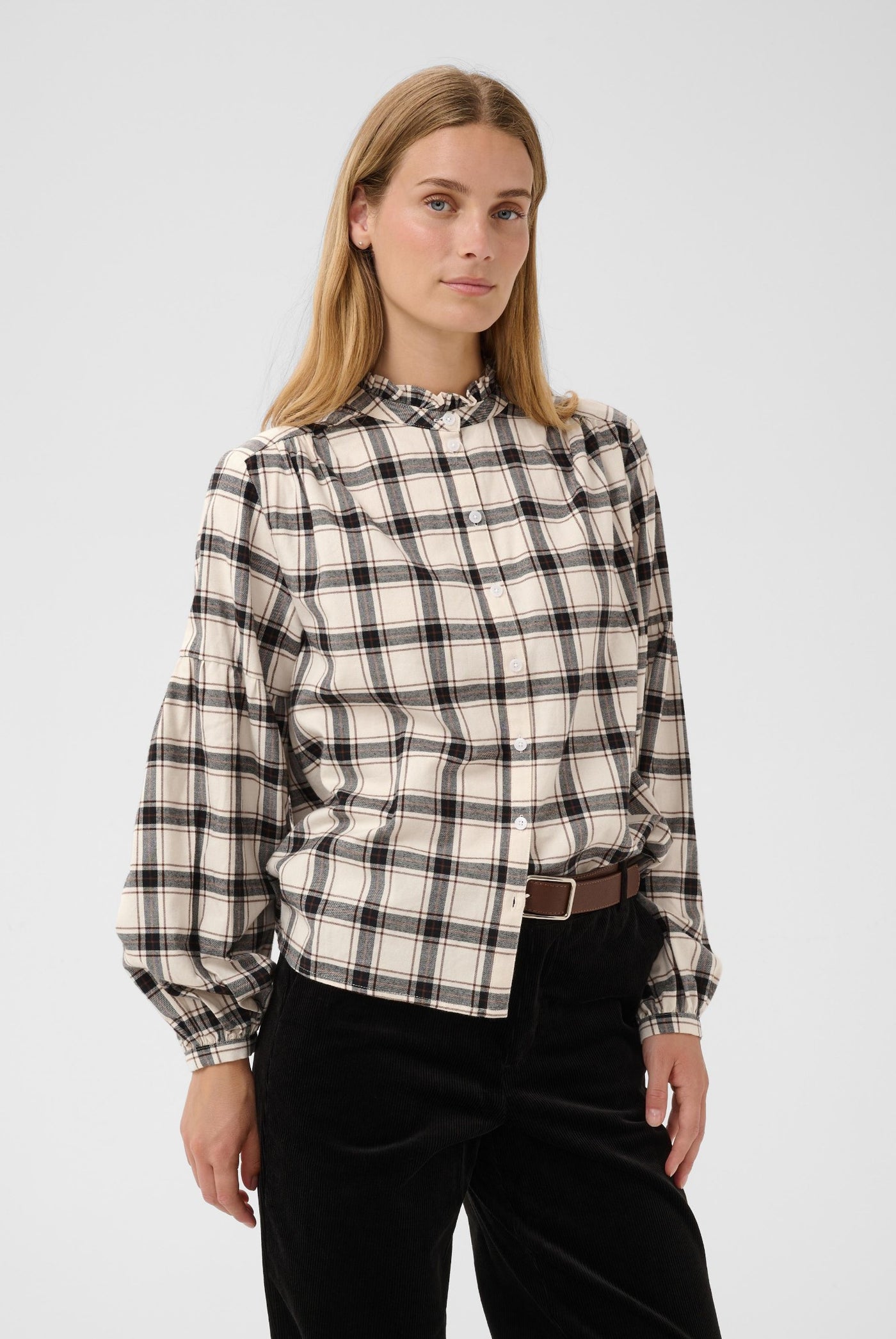 SamillaPW Shirt Dark Navy/Mole Check - 305637 - 30311150
