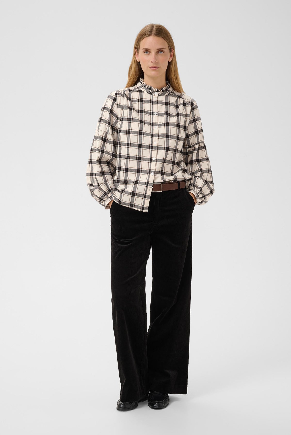 SamillaPW Shirt Dark Navy/Mole Check - 305637 - 30311150