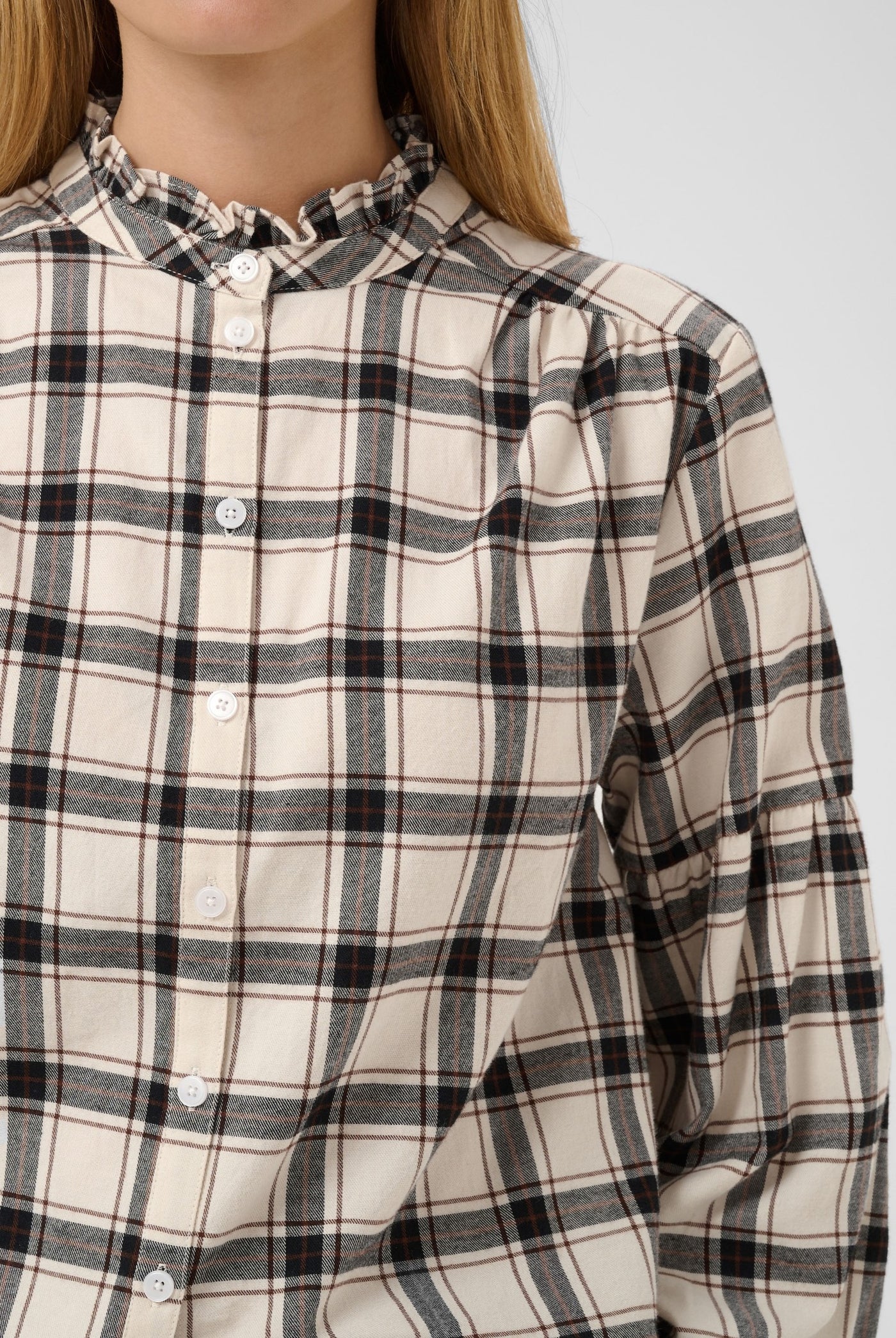 SamillaPW Shirt Dark Navy/Mole Check - 305637 - 30311150