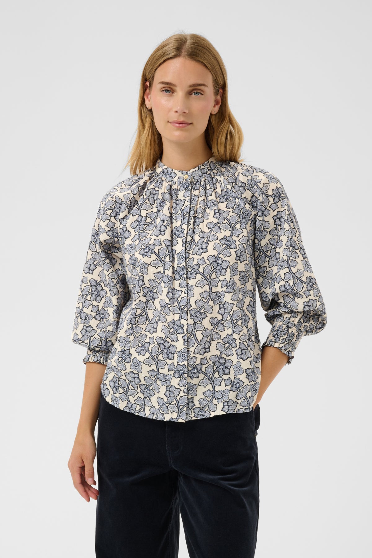 AlmeriPW shirt Dark Navy Leaf Print 2 - 30562 - 30311163