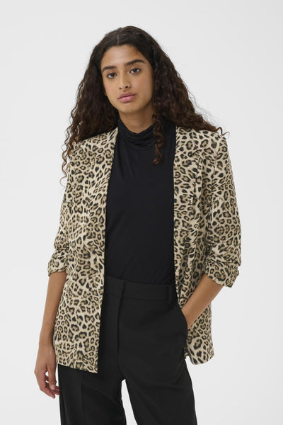 SLShirley Printed Blazer Brown Leopard Print - 30405041 Thumbnail