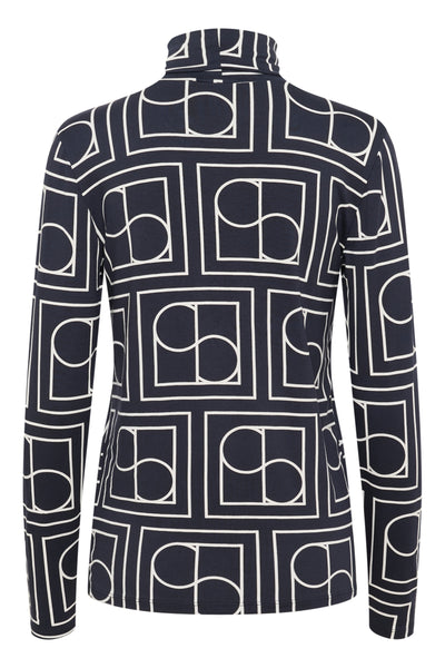 SLHanadi Printed Rollneck LS Navy Monogram Print - 30405647 Thumbnail