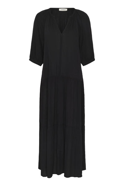 SLZaya Flowy Maxi Dress SS Black Thumbnail