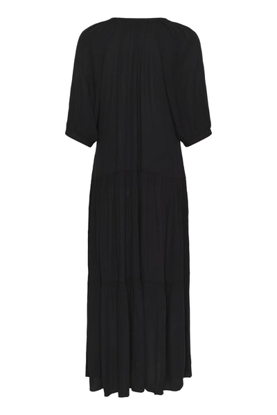 SLZaya Flowy Maxi Dress SS Black Thumbnail
