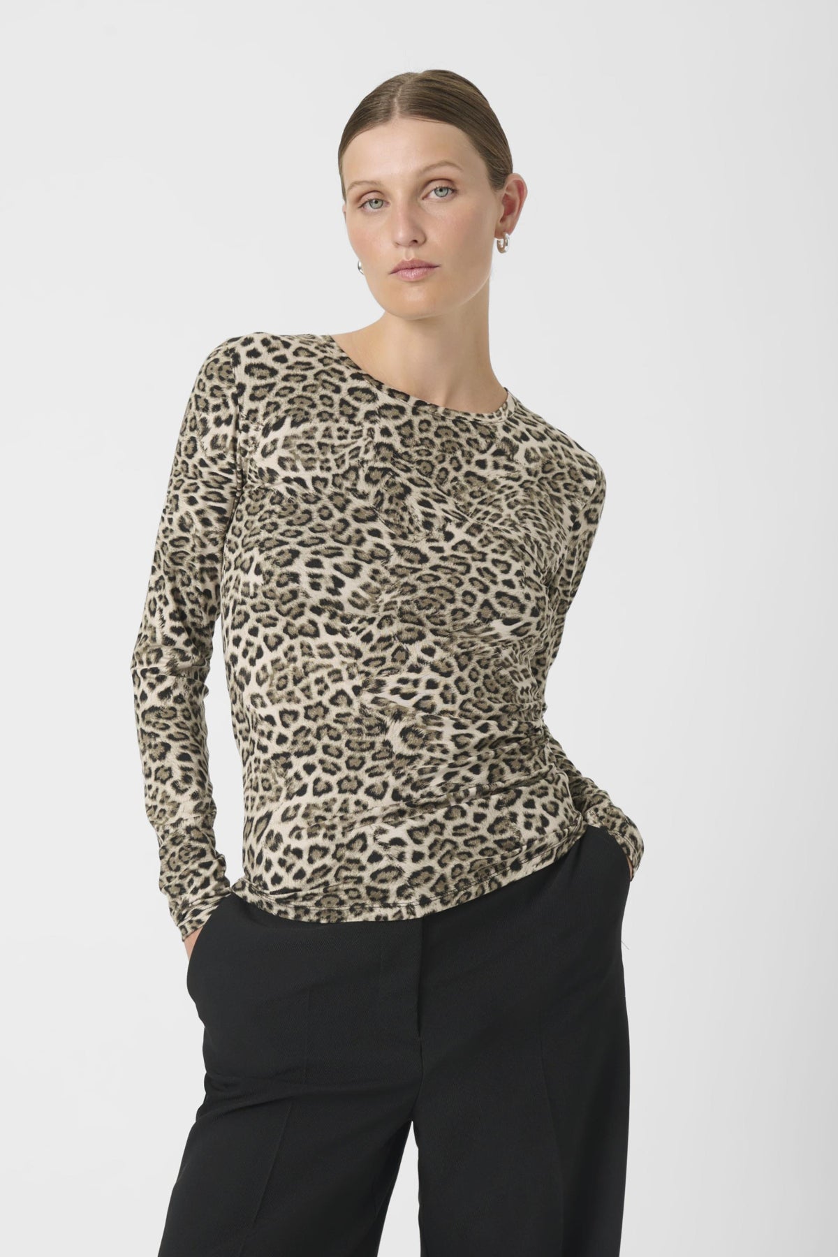 SLHanadi Printed Round Neck LS Brown Leopard Print - 30407988