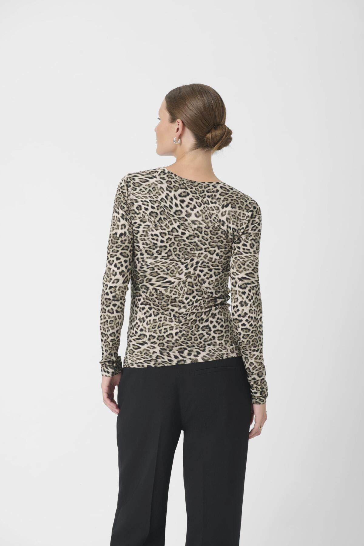 SLHanadi Printed Round Neck LS Brown Leopard Print - 30407988