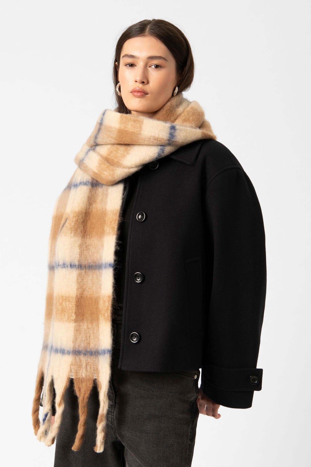 SLHinya Scarf Brown and White Checks - 30408340
