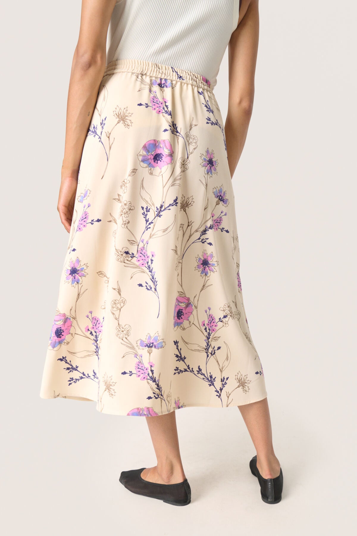 SLShirley Midi Skirt Whitecap Gray Floral Print - 30408372