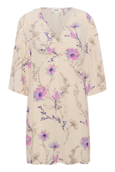 SLNaoma Dress SS Whitecap Gray Floral Print - 30408373 Thumbnail