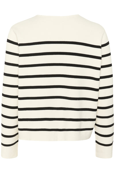 SLHaven Cardigan White w Black Stripes - 30408395 Thumbnail