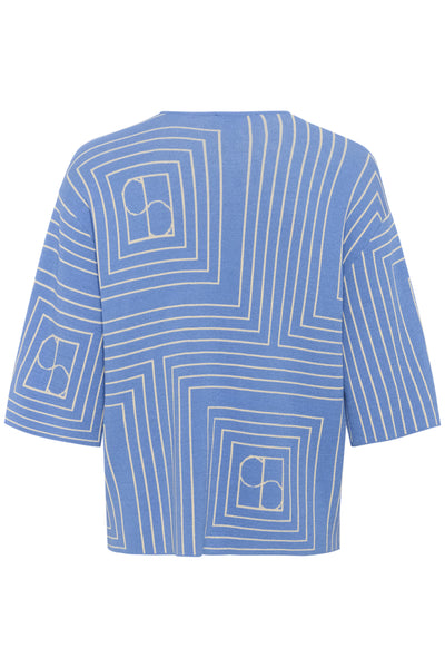 SLIndianna Medea Pullover SS Blue Yonder w Oatmeal Monogram - 30408407 Thumbnail