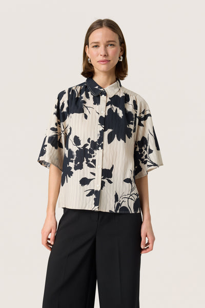 SLDaria Hela Shirt SS Oatmeal Duotone Flower Thumbnail