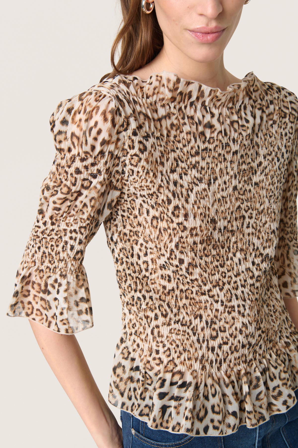 SLAnaya Olympia Blouse Leopard Print - 30408436