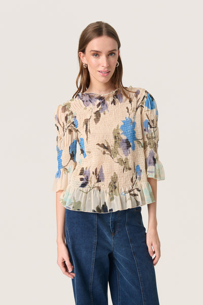 SLAnaya Olympia Blouse Oatmeal Large Flower Thumbnail